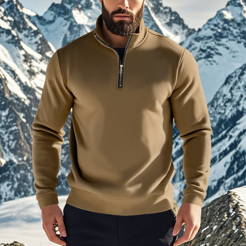 Herren Pullover Stehkragen Halb-Reißverschluss Modern