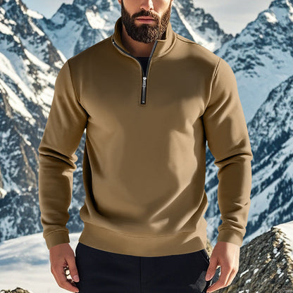 Herren Pullover Stehkragen Halb-Reißverschluss Modern