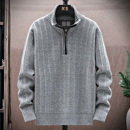 Herren Strickpullover mit Reißverschluss und Hochkragen Modern