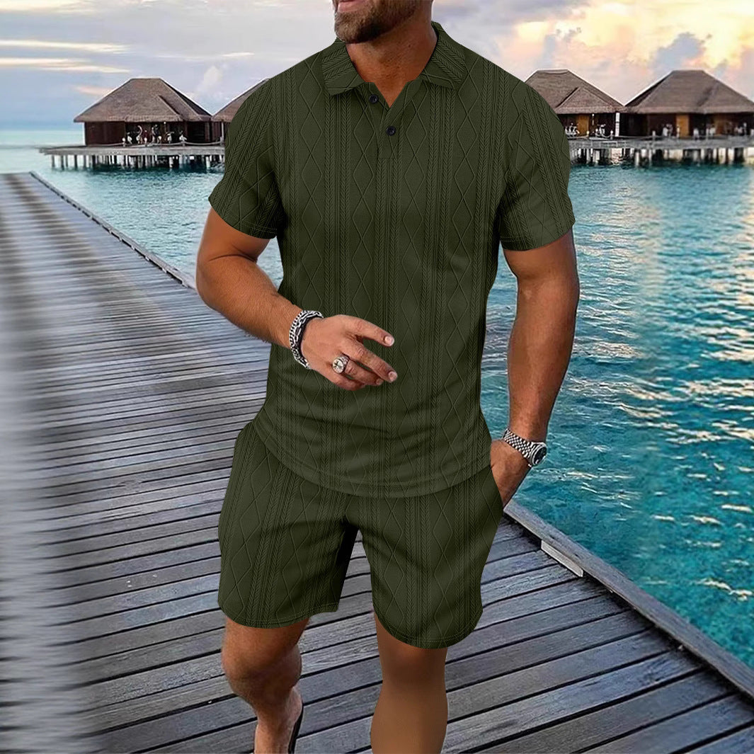 Herren Polo Shorts Set Modern Strick Sommer - BerlinGlamour