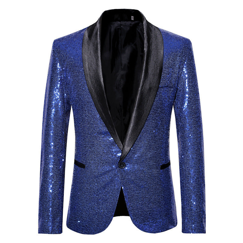 Herren Paillettenblazer Glänzend Elegant Revers