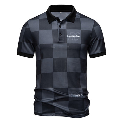 Herren Polo-Shirt Kariert Moderner Kragen SlimFit