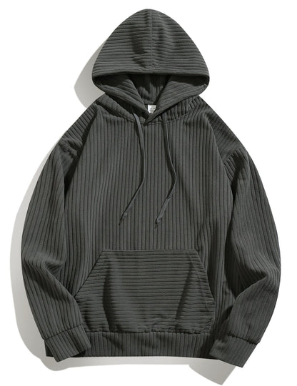 Herren Hoodie Freizeit Kapuze Rippstruktur Kängurutasche - BerlinGlamour