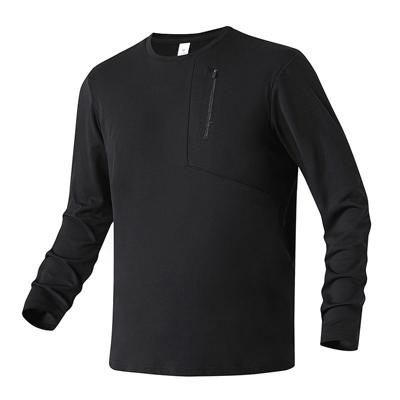 Herren Funktionsshirt Atmungsaktiv Reißverschluss Tasche Sport
