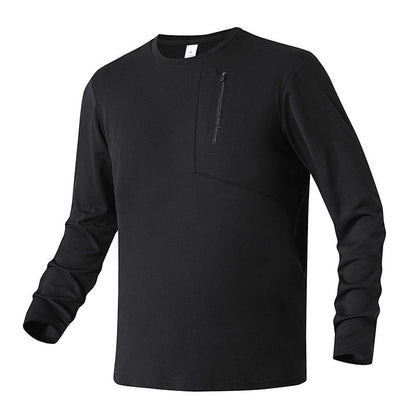 Herren Funktionsshirt Atmungsaktiv Reißverschluss Tasche Sport