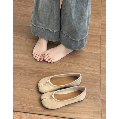 Ballerinas Damen Bequem Schnürenlose Schuhe Modern