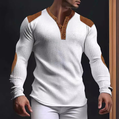Herren Langarm-Shirt mit Struktur-Gewebe und Kontrast-Details - BerlinGlamour
