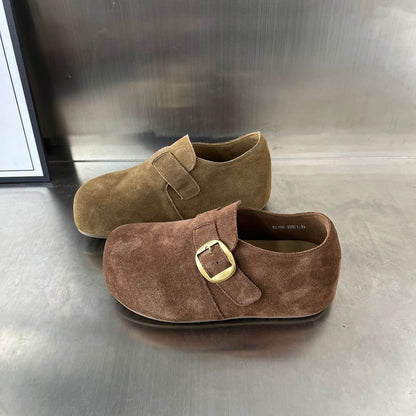 Damen Clogs Wildleder Bequem mit Schnalle Modern