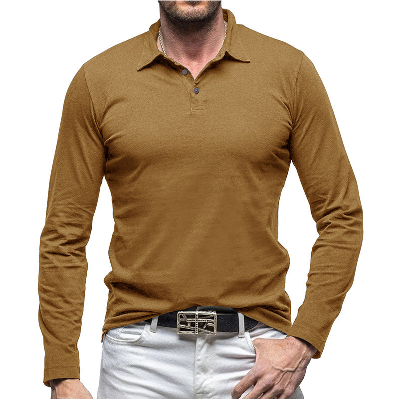Herren Polohemd Langarm Baumwolle Elegantes Design