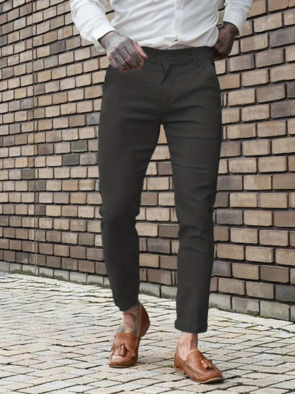 Herren Chinohose Slim Fit Elastisch Komfortbund