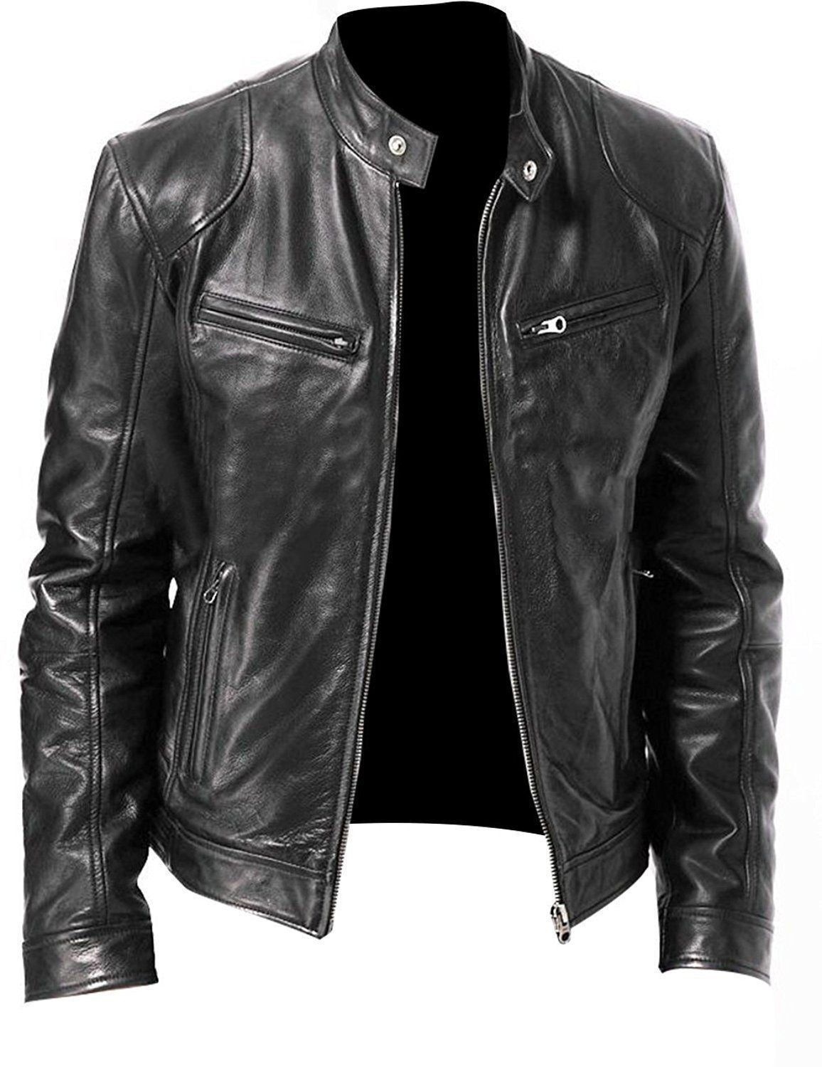 Lederjacke Herren Modern Schnitt Weiches Leder