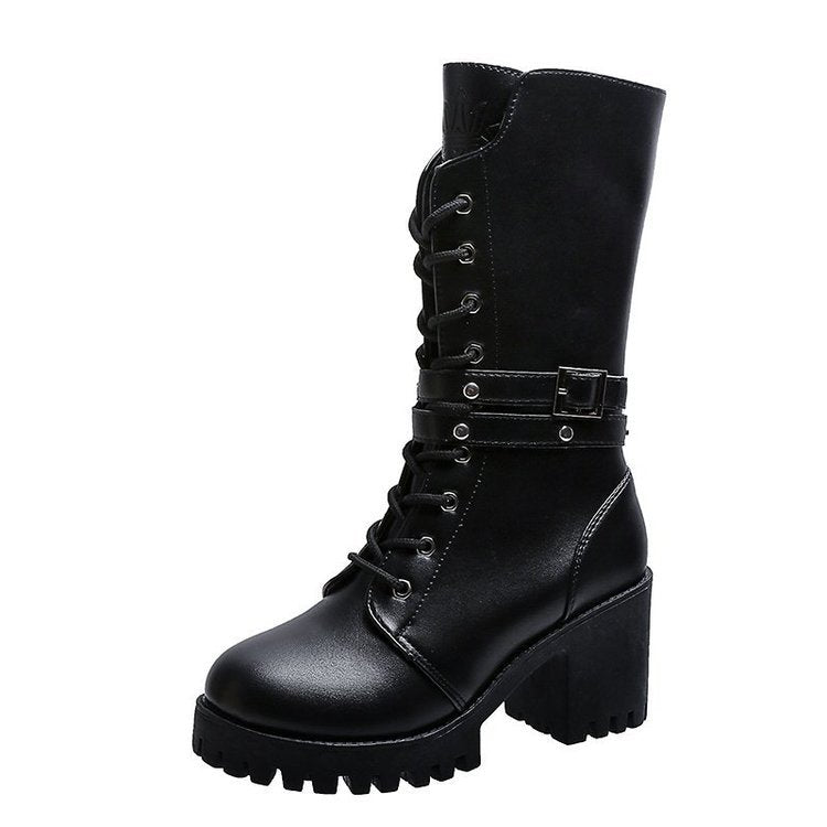 Damen Stiefel Chunky Blockabsatz Robust Modern
