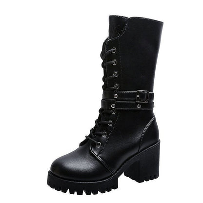 Damen Stiefel Chunky Blockabsatz Robust Modern