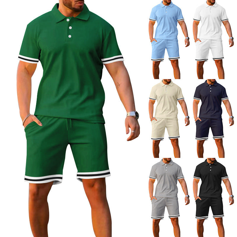 Herren Sportset Poloshirt Shorts Komplett Sportlich