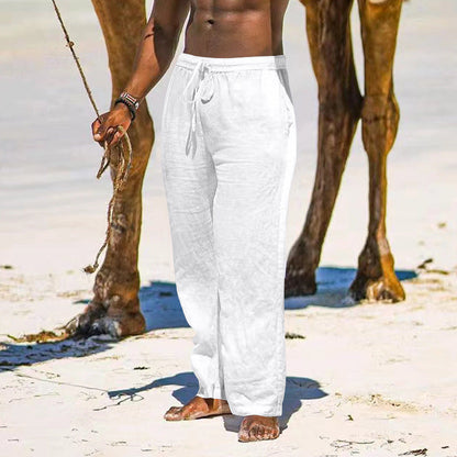 Leichte Sommerhose aus Leinen atmungsaktiv Elastischer Bund Herren