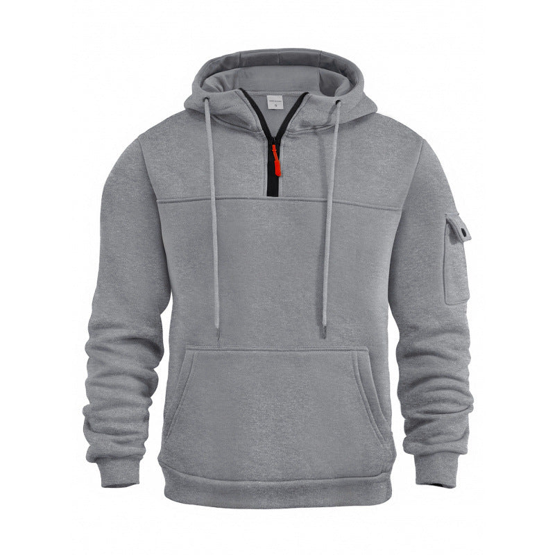 Herren Pullover Kapuzenpullover Funktional mit Taschen Schwarz