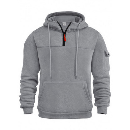 Herren Pullover Kapuzenpullover Funktional mit Taschen Schwarz
