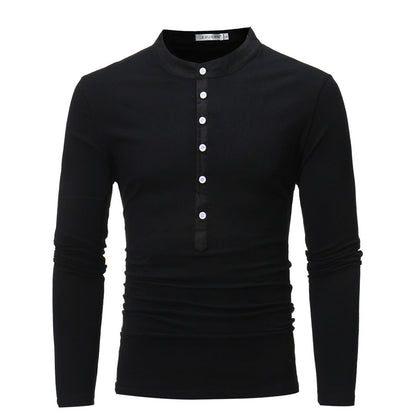 Herren Hemd Langarm Stehkragen Modern Knopfdesign