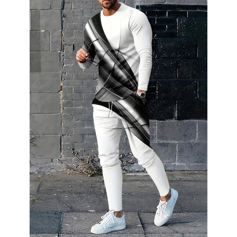 Herren Sportmode Set Langarmshirt Jogginghose Bequem