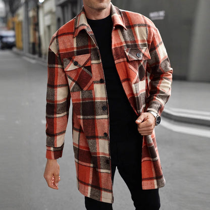 Herren Flanelljacke Kariert Modern mit Taschen