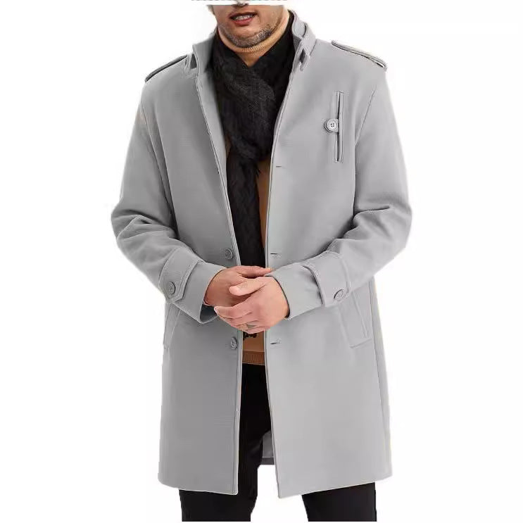 Herren Übergangsmantel Modern mit Taschen Stehkragen Elegant