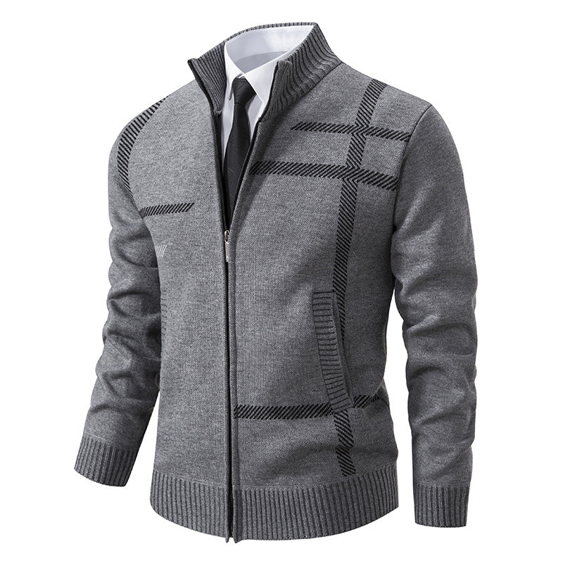 Herren Strickjacke Elegante Kragen Taschen Modern