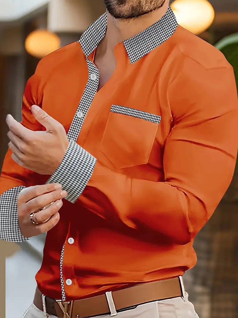 Herren Freizeithemd Elegantes Hemd Mit Kontrastkragen Modern