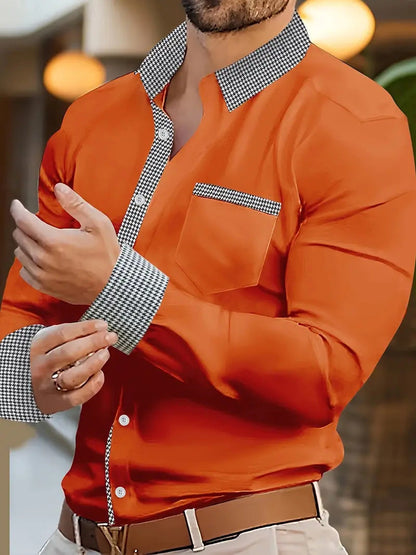 Herren Freizeithemd Elegantes Hemd Mit Kontrastkragen Modern
