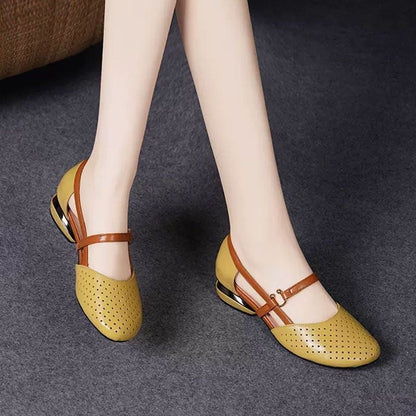 Damen Ballerinas Elegante Perforation Doppelriemen - BerlinGlamour