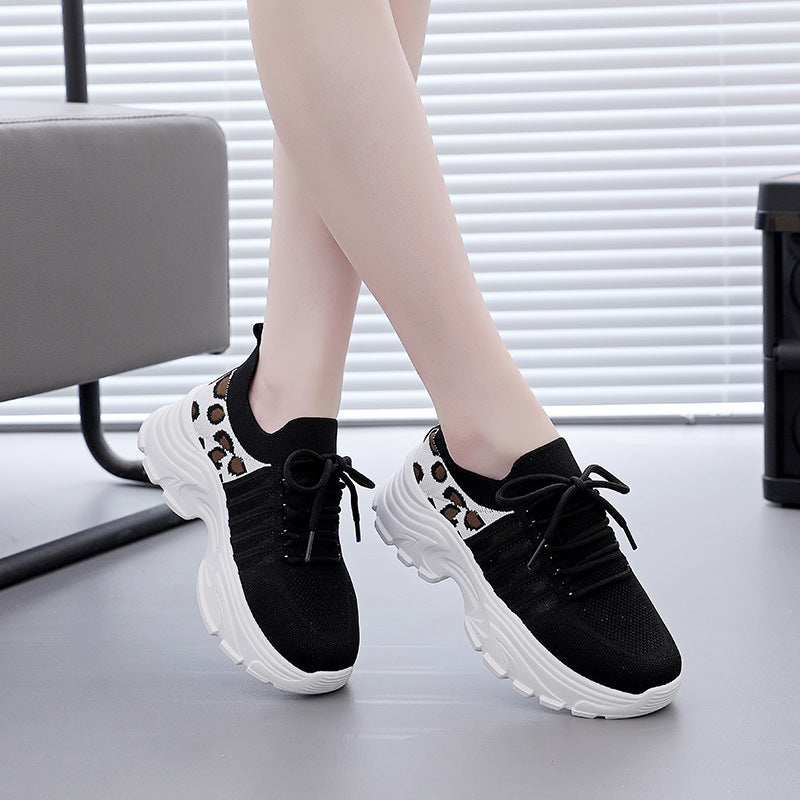 Damen Sneaker Sportlich Leopardenmuster Komfortabel