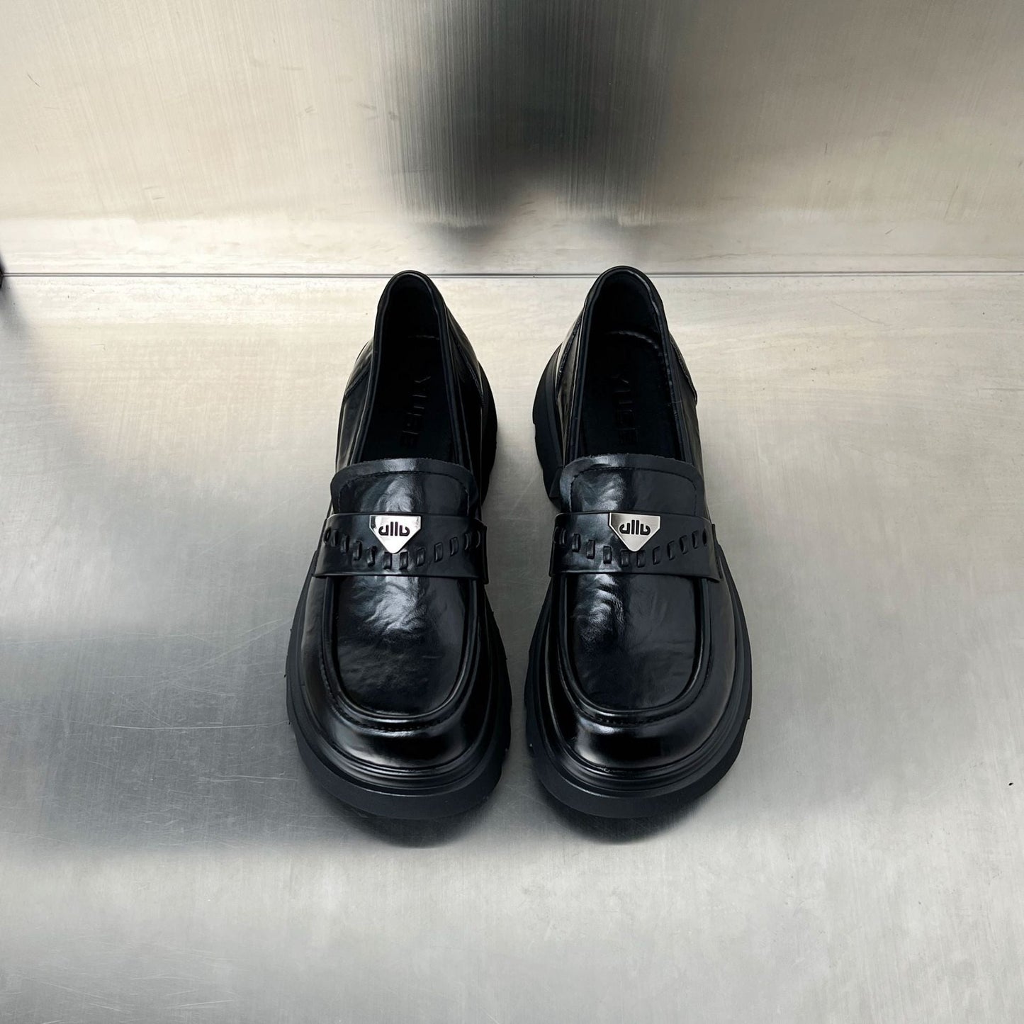 Damen Clogs Modisch Glänzend Ledersohle Hoch