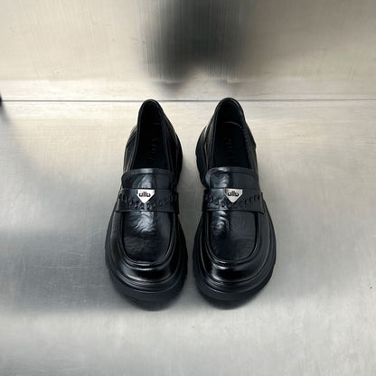 Damen Clogs Modisch Glänzend Ledersohle Hoch