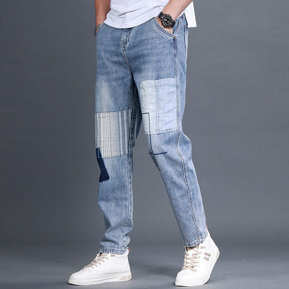 Herren Denim-Hose Lässig Patchwork Jeans Modern