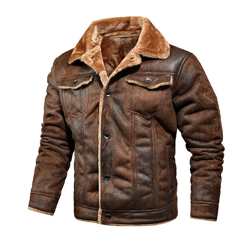 Lederjacke Herren Fleece Gefüttert Bikerjacke Schwarz - BerlinGlamour