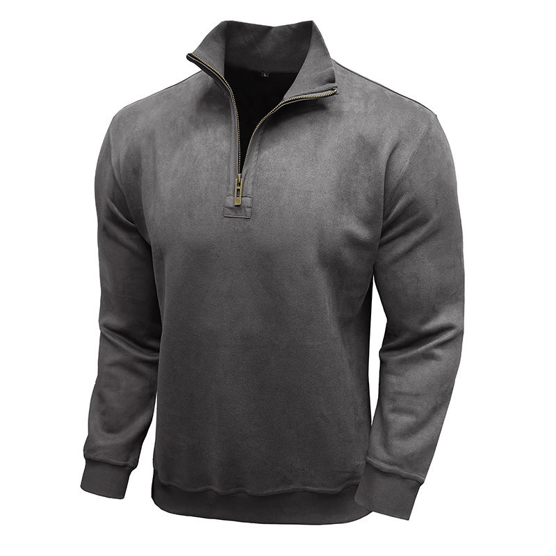 Herren Fleece Pullover Stehkragen Pflegeleicht Modern