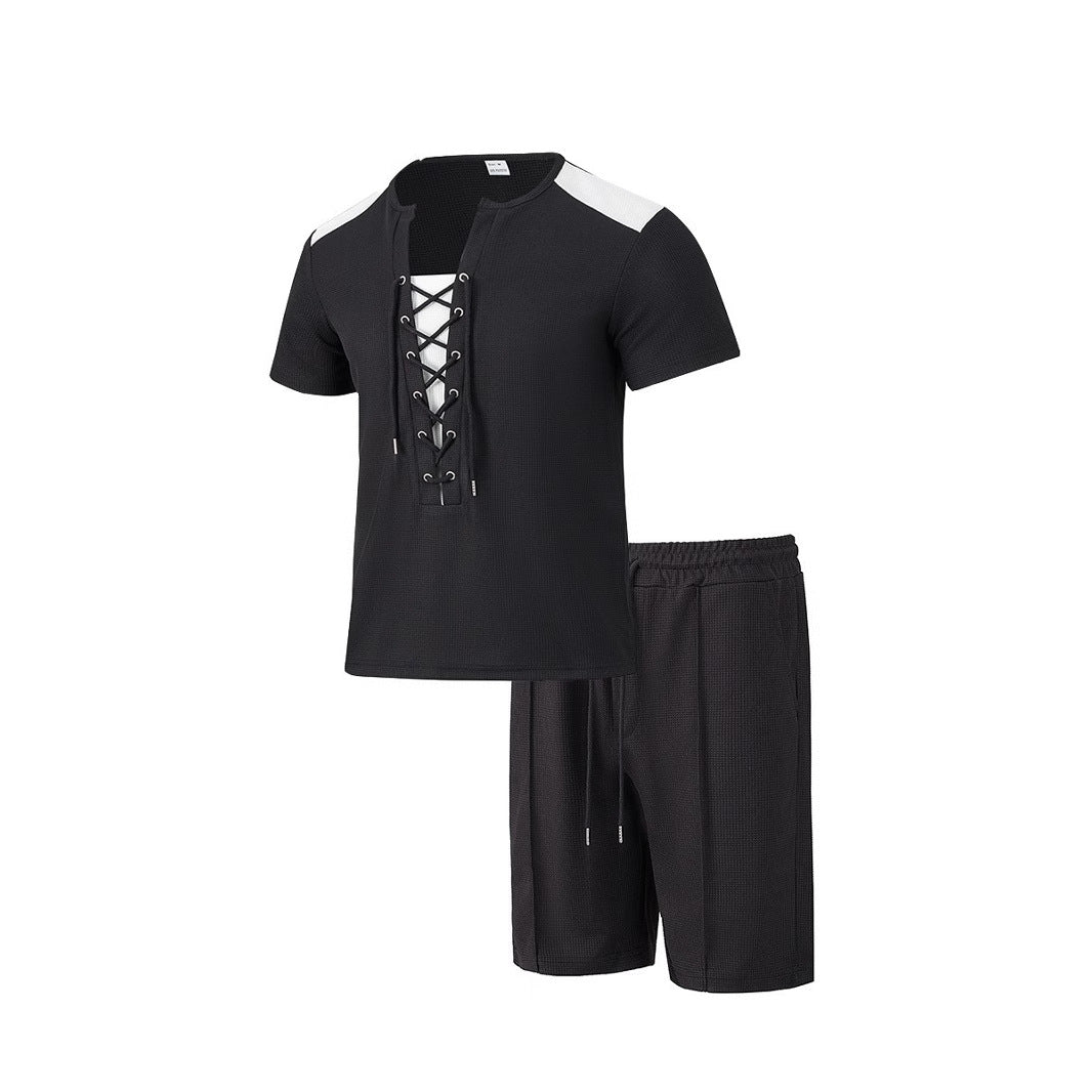 Herren Sportset Kurzarm mit Schnürung Modern