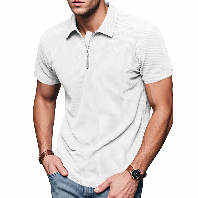Herren Poloshirt Kurzarm Sportlich Reißverschluss