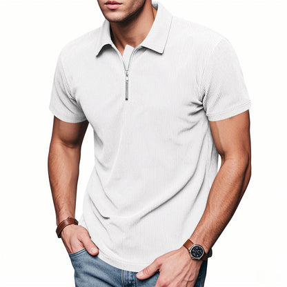 Herren Poloshirt Kurzarm Sportlich Reißverschluss