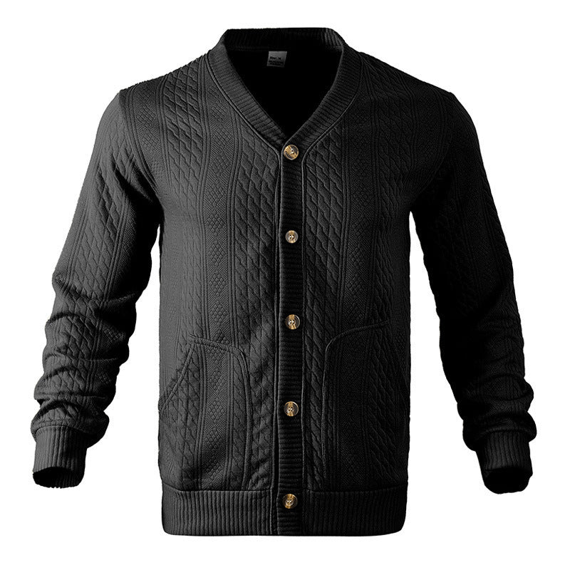 Herren Strickjacke Zopfmuster mit Taschen Modern Elegant