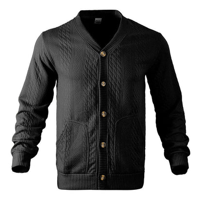 Herren Strickjacke Zopfmuster mit Taschen Modern Elegant