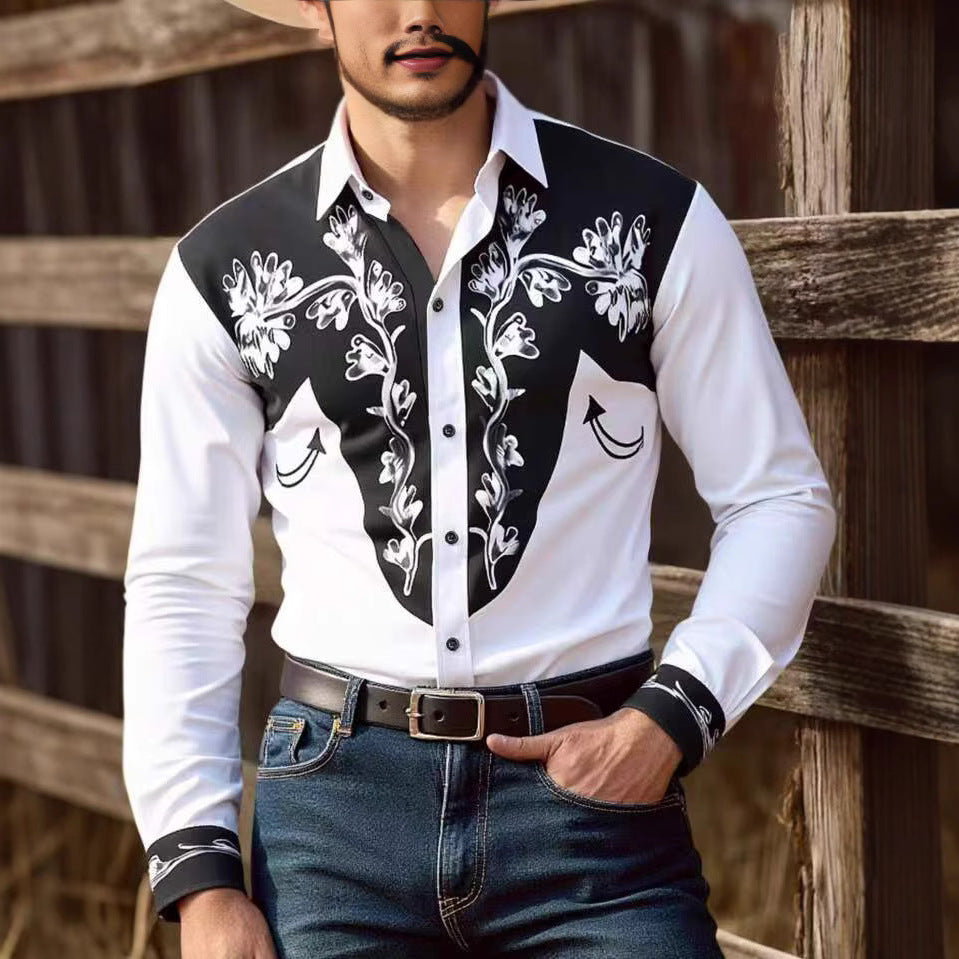 Herren Westernhemd mit Stickerei Modern Urban Style