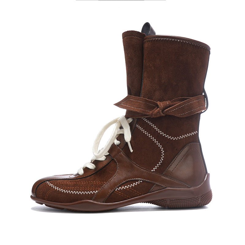 Damen Winterstiefel Trendy Schnürstiefel Gummisohle Schwarz