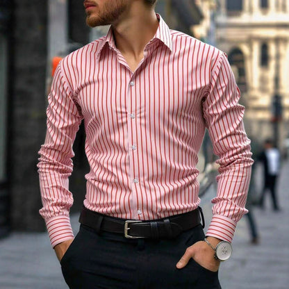 Herren Hemd Slim Fit Streifenmuster Modern - BerlinGlamour
