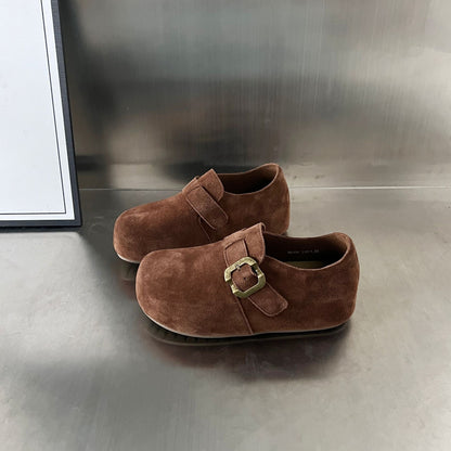 Damen Clogs Wildleder Bequem Schnallenverschluss Modisch