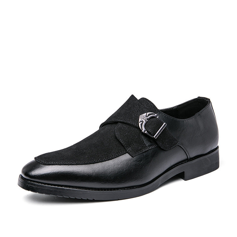 Herren Mokassins Elegant mit Metall Schnalle Schwarz