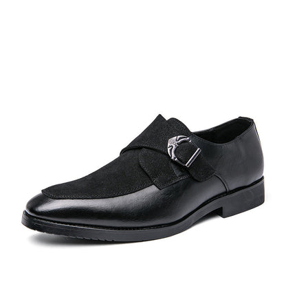 Herren Mokassins Elegant mit Metall Schnalle Schwarz