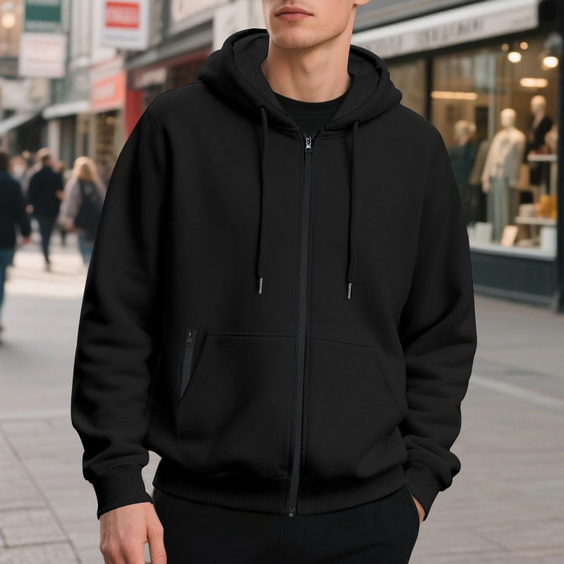 Herren Hoodie mit Kapuze Bequem Weich Schwarz