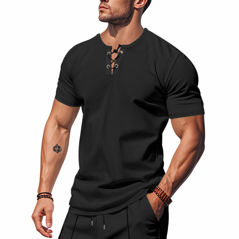 Herren T-Shirt Kurzarm mit Knopfverschluss Modern Style