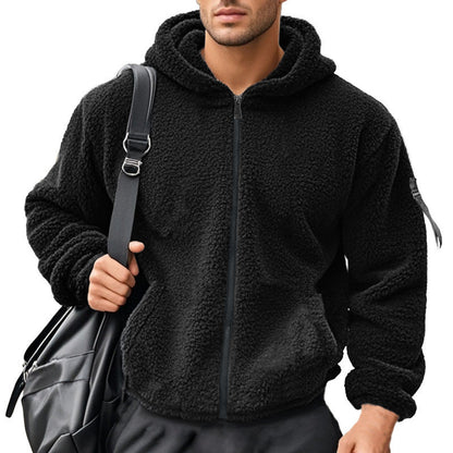 Herren Fleece Hoodie Weich Kapuze Reißverschluss Warm