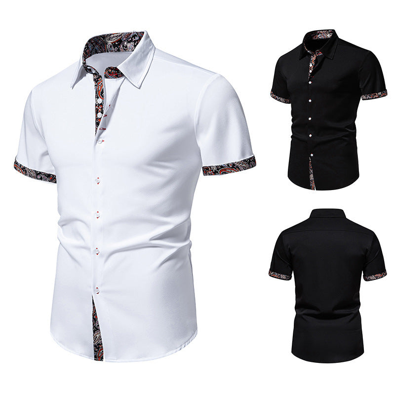Herren Kurzarmhemd Modern mit Kontrastdetails und Stilvoll Kragen - BerlinGlamour